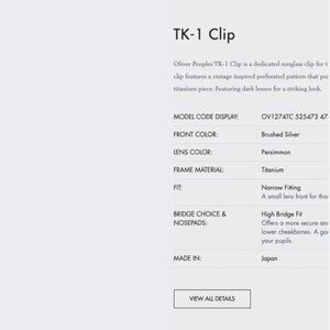 OLIVER PEOPLES TAKUMI TK-1 CLIP ON in Brushed Sliver/Brown MSRP$277 clip on only